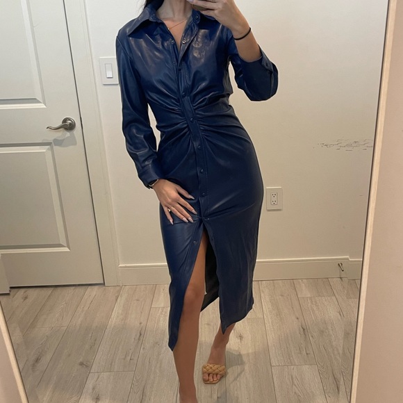 Zara Faux Leather Midi Dress - Picture 4 of 16
